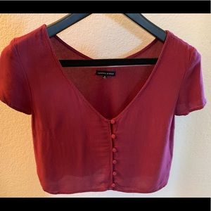 Kendall & Kylie Button Front Crop Top